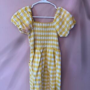 Wondernation yellow gingham dress girls size 14/16